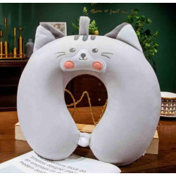 Подушка подголовник Котик, из пены с эффектом памяти, снимаемый чехол 28*30см