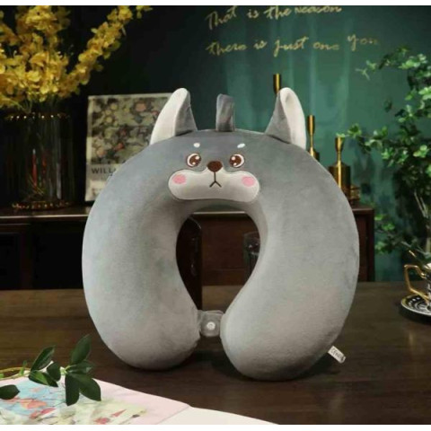 Подушка подголовник Собачка, из пены с эффектом памяти, снимаемый чехол 28*30см