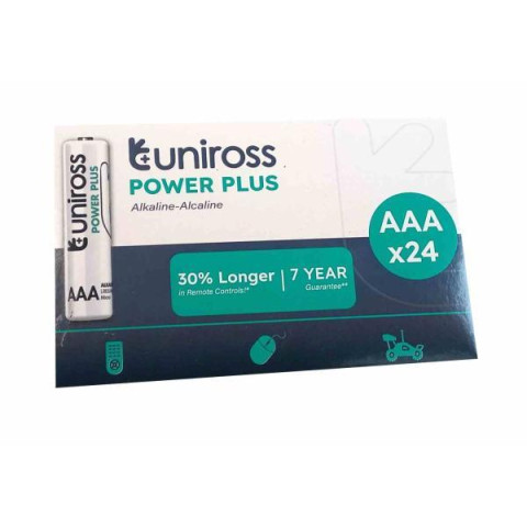 Батарейка Uniross щелочная Power Plus Alkaline AAA 1.5V – BX24 ЦЕНА ЗА УП. 24ШТ, в кор. 13*9*1см