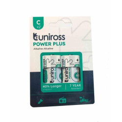 Батарейка Uniross щелочная Power Plus Alkaline C/LR14 1.5V - PK2 ЦЕНА УП. 2ШТ, в кор. 9*12*3,5см