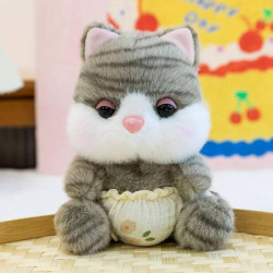 Мягкая игрушка котик серый 22см