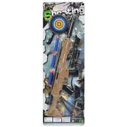 Автомат 43см, мишень, мягкие пули-присоски 3шт, лист 53*18,5*4см 