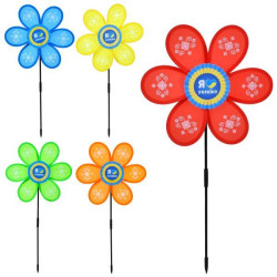 Вітрячок квітка, 27см, паличка 40см, Україна, 5 кольорів, пак. 27*27*3см  арт: M2421