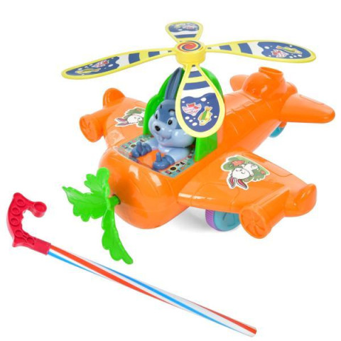 Каталка на палке 40см, самолет 22*19*12см, подвижные детали, звук, пак. 28*28*12см 