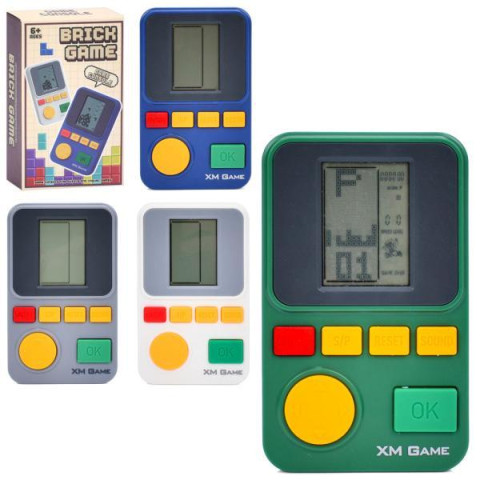 Тетріс 11*6,5*3см, ч/б екран, звук, музика, 4 кольори, бат, в кор. 11,5*7*2,5см  арт: XM0105E
