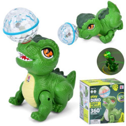 Музыкальная игрушка динозавр, шар, 20см, музыка, свет, оборот 360, бат., в кор. 14*14,5*10,5см 