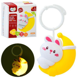 Підвіска на коляску, 17см, зайчик на місяці 10см, світло, бат, в кор. 10*11*4,5см  арт: 368-15