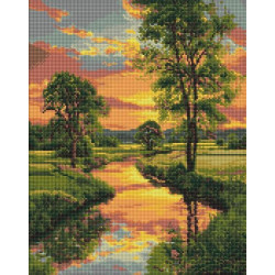 Алмазная мозаика "Река за городом" 40*50см, термопакет, ТМ Идейка, Украина