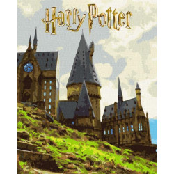 Картина за номерами WB "Harry Potter: Пейзаж Гоґвортсу з фарбами металік" 40*50см, термопакет, ТМ Ідейка, Україна