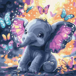 Картина по номерам для детей "Беззаботный слоник с красками металлик" 30*30см, термопакет, ТМ Идейка, Украина
