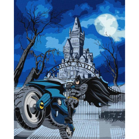 Картина за номерами WB "Batman: Batcycle з фарбами металік extra" 40*50см, термопакет, ТМ Ідейка, Україна