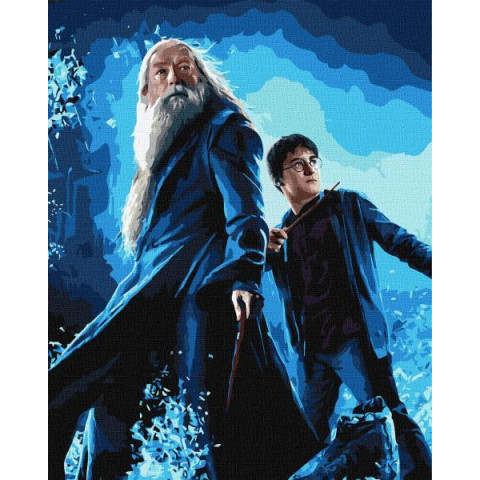 Картина за номерами WB "Harry Potter: Гаррі та Дамблдор з фарбами металік" 40*50см, термопакет, ТМ Ідейка, Україна