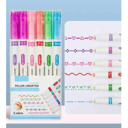 Набор 6 цветных маркеров-ролеров для фигурного подчеркивания