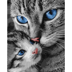 Картина за номерами "Муркотлива мама" 40*50см, термопакет, ТМ Ідейка, Україна