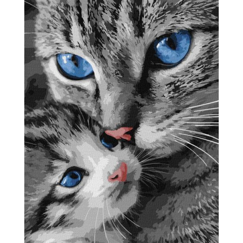 Картина за номерами "Муркотлива мама" 40*50см, термопакет, ТМ Ідейка, Україна