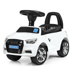 Каталка-толокар, багажник під сидінням, муз., світло, бат., білий, в кор. 63,5*37*29см  арт: M3147A-1