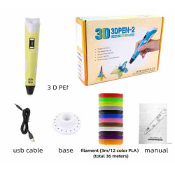 Ручка 3Д, с пластиком 12цвет*3м, ABS/PLA, в кор. 20*15*6см