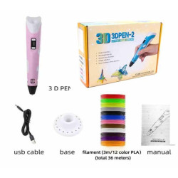 Ручка 3Д, с пластиком 12цвет*3м, ABS/PLA, в кор. 20*15*6см