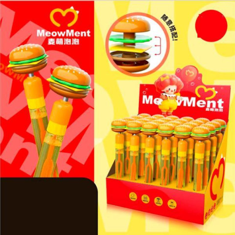 Мыльные пузыри, меч, 26см, ручка-бургер на пружине, ЦЕНА ЗА 1ШТ, в дисплее 32*27,5*21см 