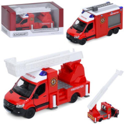 Пожарная машина металл, "Kinsmart" Mercedes-Benz Sprinter, инерция, 1:48, 12см, открываются двери, резиновые колеса, 2 вида, в кор. 16*9*7,5см 