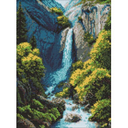 Алмазная мозаика "Водопад в горах" 30*40см, термопакет, ТМ Идейка, Украина