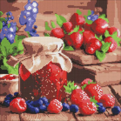 Алмазна мозаїка "Малинове варення" 40*40см, термопакет, ТМ Ідейка, Україна