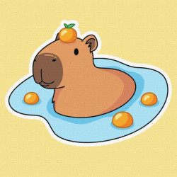 Картина за номерами для дітей "Капібара в калюжі" 30*30см, термопакет, ТМ Ідейка, Україна