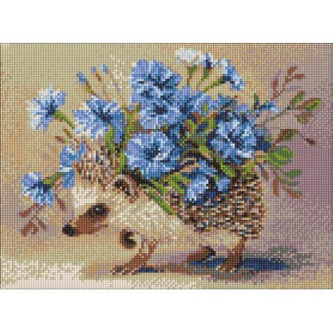 Алмазна мозаїка "Їжак та квіти" 30*40см, термопакет, ТМ Ідейка, Україна