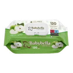 Салфетки влажные с антибактериальным эффектом BABYBELLA Apple 120шт/уп (12уп)