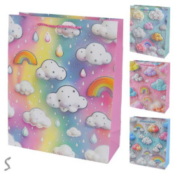 Пакет подарочный бумажный M "Rainy clouds" 26*32*10см ЦЕНА ЗА УП. 12ШТ 