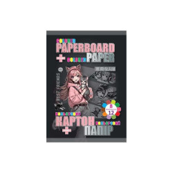 Набір картон+папір кольоровий: картон 8арк., папір двост. 12арк 70г Kidis Anime Girls 25*18см (8наб./уп)