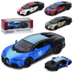 Машина інерція, " Kinsmart" Bugatti Chiron Super Sport, метал, 12,5см, 1:38, відчиняються двері, гумові колеса, 4 кольори, в кор.16*7*7,5см 