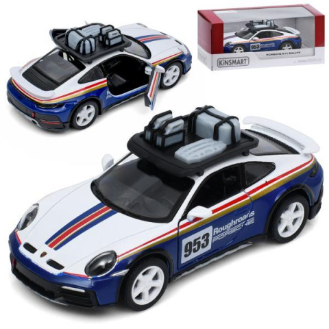 Машина інерція " Kinsmart" Bburago Porsche 911 Dakar з багажником на даху, метал, 12,5см, 1:36, відчиняються двері, гумові колеса, в кор. 16*7*7,5см 