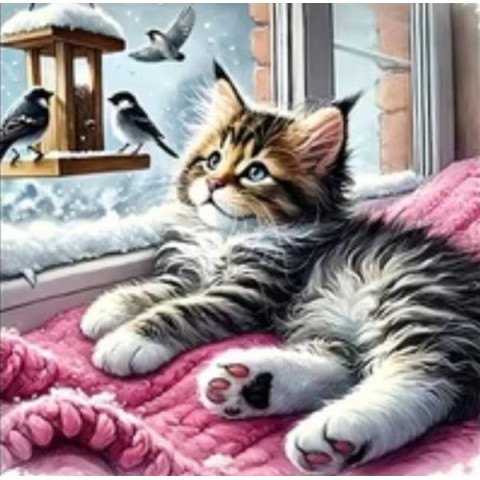 Алмазна мозаїка "Пухнастий спостерігач", 20*20см, на рамці, в кор. 21*21*2,5см, ТМ Dreamtoys