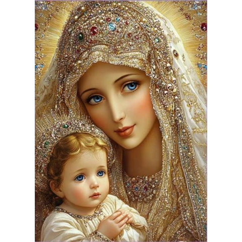 Алмазна мозаїка "Мадонна з немовлям" 40*50см, на рамці, в кор. 41*51*2,5см, ТМ Dreamtoys