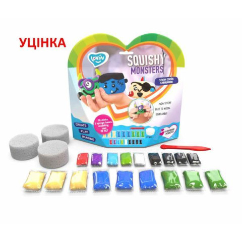 Набір для ліплення з повітряним пластиліном Squishy Monsters, в кор. 26*26*9см, ТМ Lovin 