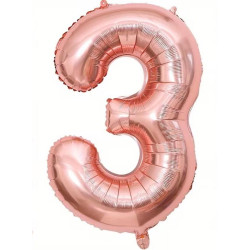 Кулька фольгована цифра 3 (від 65см), мікс кольорів, в пак. 13*20см