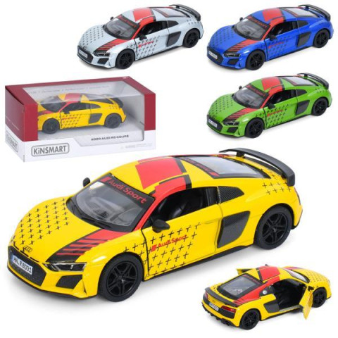 Машина метал, "Kinsmart" Audi R8 Coupe, інерція, 1:36, 12,5см, відчиняються двері, гумові колеса, 4 кольори, в кор. 16*7*7,5см 