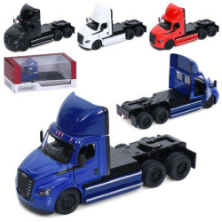 Трейлер металл, "Kinsmart" Freightliner eCascadia, инерция, 1:62, 12см, открывается дверь, резиновые колеса, 4 цвета, в кор. 16*7*7,5см 
