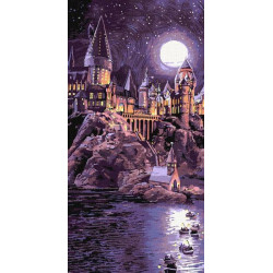 Картина по номерам WB "Harry Potter: Прибытие в Хогвартс с красками металлик extra" 40*80см, термопакет, ТМ Идейка, Украина