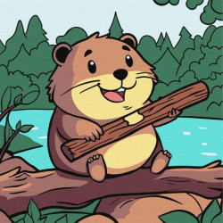 Картина за номерами для дітей "Веселий бобер" 25*25см, в термопакете, ТМ Ідейка, Україна
