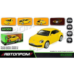 Машина мет. АВТОПРОМ 1:31 Volkswagen The Beetle, бат, свет, звук, откр.дверь, в кор. 18*9*8см 