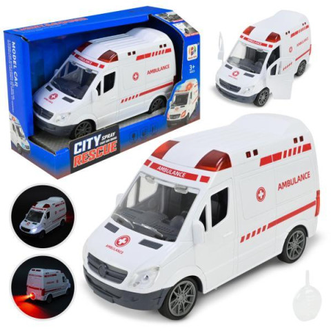 Машина AMBULANCE бат., свiтло, звук, пар, в кор. 21,6*13,5*9,2см 