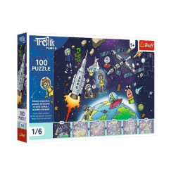 Пазли 100ел. UFT The Treflik Family Сонячна система - Трефлінка у космосі 1/6, в кор. 29*19*4см, ТМ Trefl, Польща