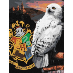 Картина по номерам WB "Harry Potter: Гедвига и Хогвартс" 30*40см, термопакет, ТМ Идейка, Украина