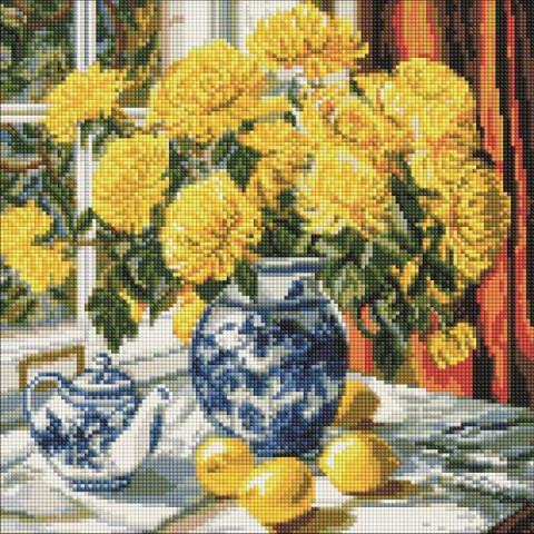 Алмазна мозаїка "Душа квітів" 40*40см, термопакет, ТМ Ідейка, Україна