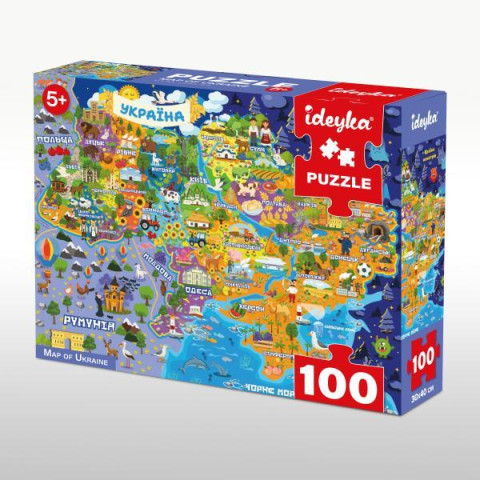 Игра-головоломка. Пазл Карта Украины, 100 элементов, ТМ Идейка, Украина