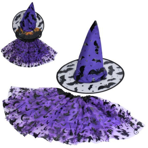 Аксессуары для праздника Хэллоуин/Halloween, костюм, юбка 31см, шляпа 37,5*37,5*32см, пак. 49,5*58,1см 