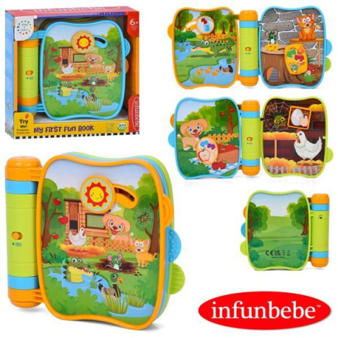 Игра Моя первая книга, 18*16,5*3,5см, животные, музыка, звуки животных, подвижные детали, текстурные детали, 2 цвета, на бат., в кор. 20*20*5см 