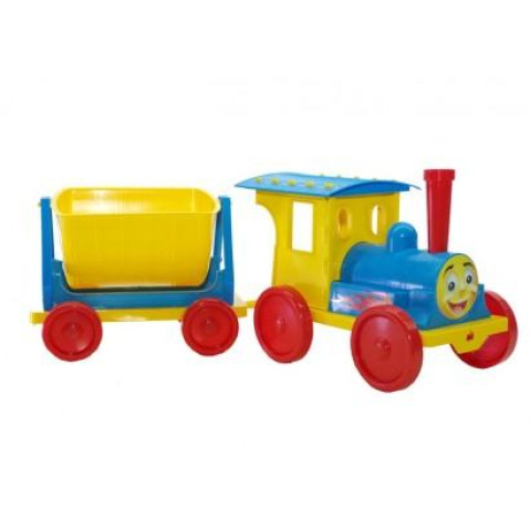 Поезд-конструктор, с 1м прицепом, MIX, в сетке 57*22*20см, ТМ Долоны, Украина.